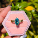 Green Marquise Cut Yellow Gold Vintage Ring