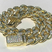 Yellow Tone Cuban Link Moissanite Bracelet