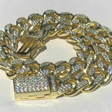 Yellow Tone Cuban Link Moissanite Bracelet