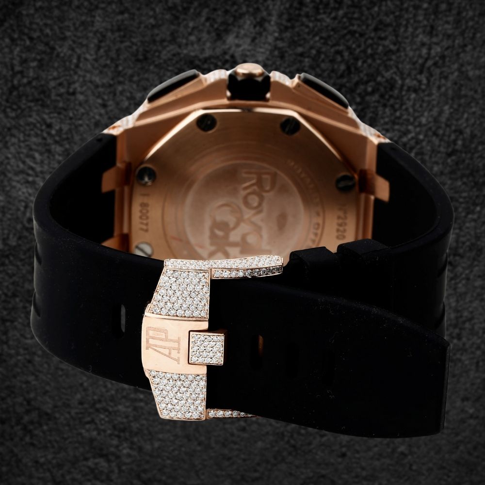 Black Rubber Strap Moissanite Diamond Watch For Men's