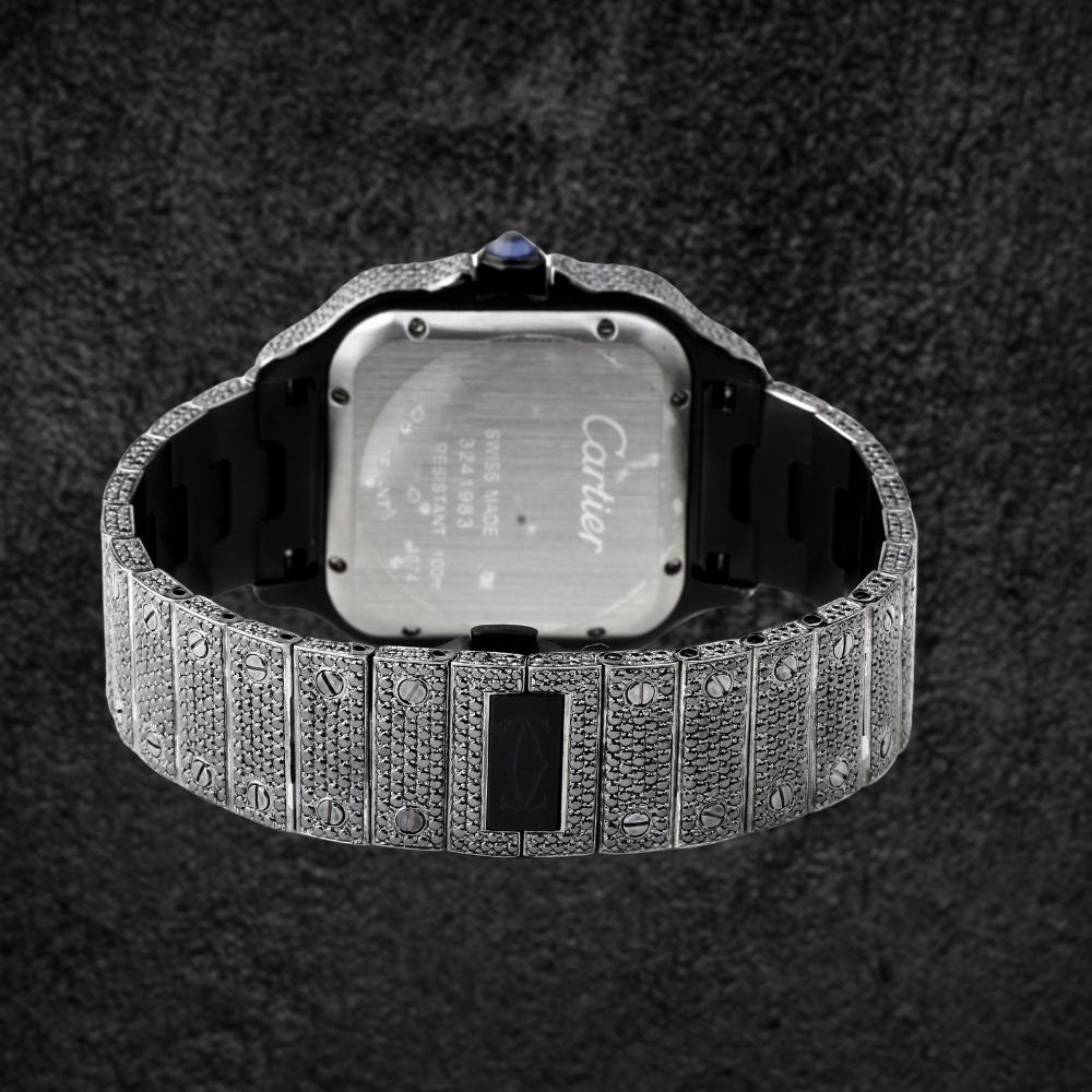 Iced Out Black Moissanite Diamond Hip Hop Watch