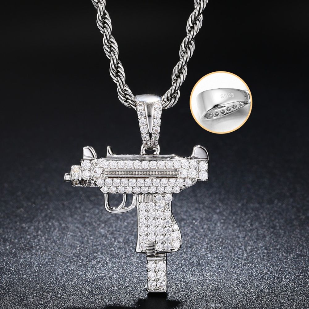 VVS1 Clarity Moissanite Diamond Gun Pendant For Men's