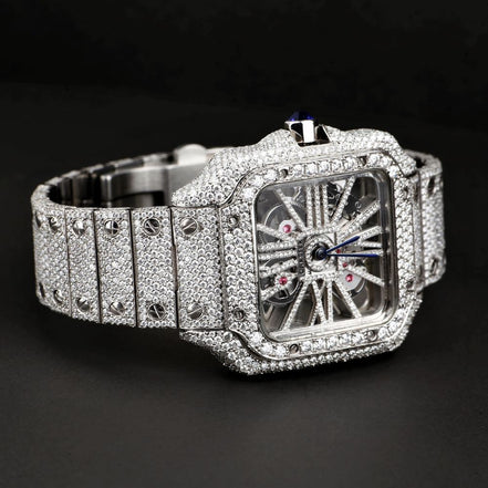 Iced Out Skeleton Moissanite Automatic Watch