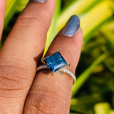 Lab Grown Diamond Blue Princess Cut Wedding Ring For Women