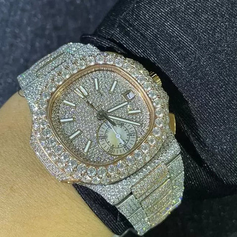 VVS1 Moissanite Automatic Full White Hip Hop Watch