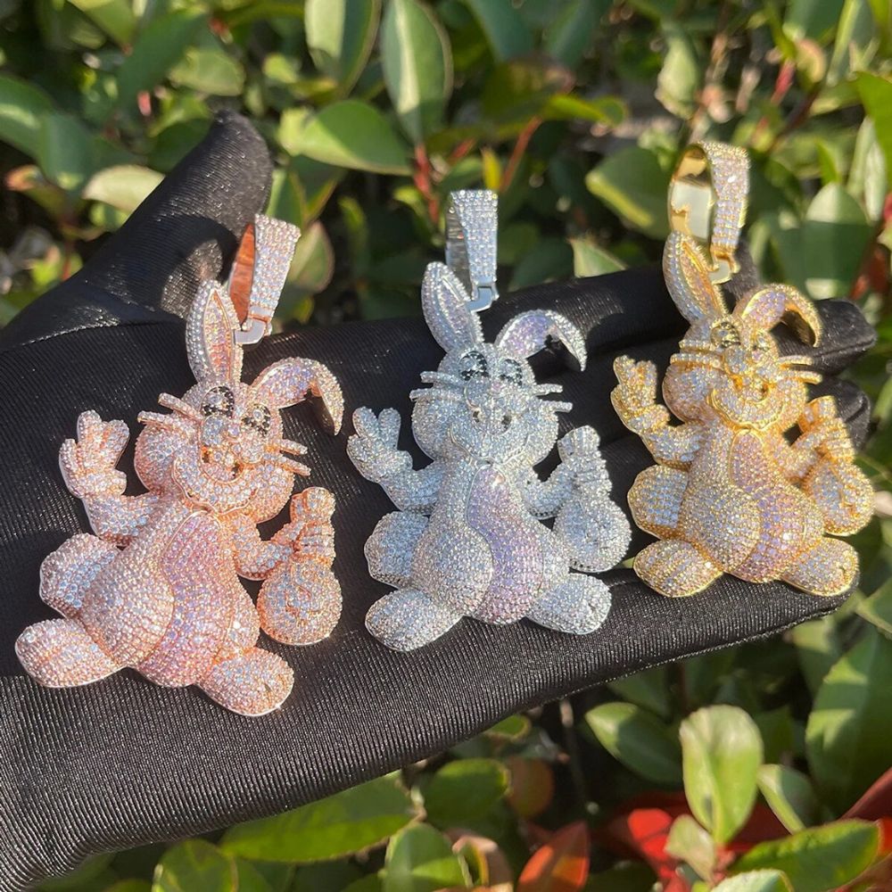 Moissanite Diamond Iced Out Hip Hop Rabbit Pendant