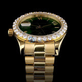 Moissanite Green Dial Stainless Steel Date Just Watch