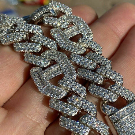 Iced Out Cuban Link Moissanite Bracelet Gift For Men's