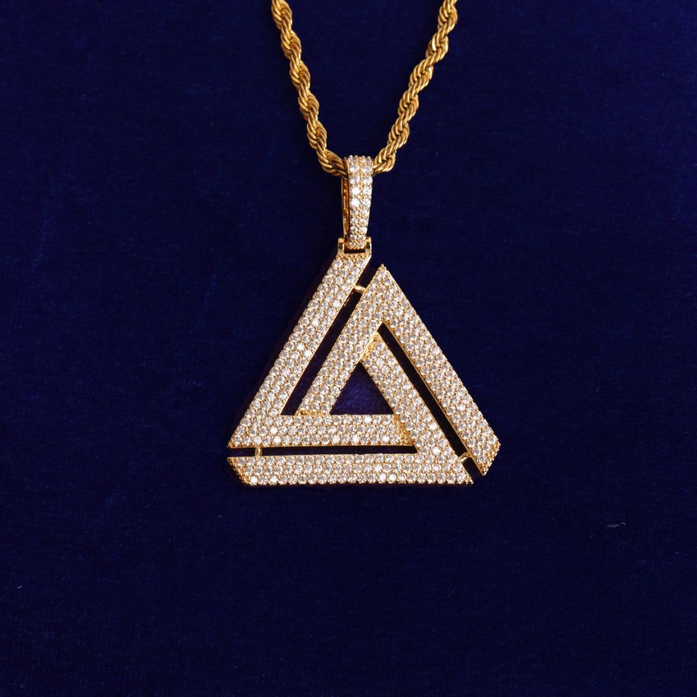 Triangle Shape Moissanite Diamond Iced Out Pendant