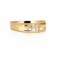 14K Gold Men's Moissanite Wedding Ring Three Stone Ring