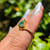 Green Kite Cut Yellow Gold Solitaire Engagement Ring