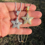 Iced Out Moissanite Diamond Star Pendant