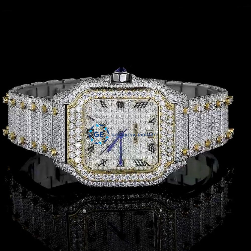 Dual Tone Moissanite Classic Stylish Wrist Watch