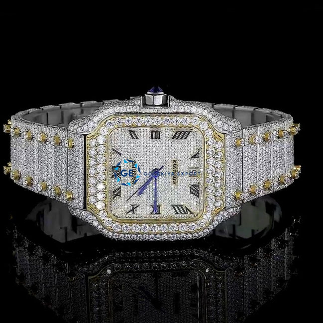 Dual Tone Moissanite Classic Stylish Wrist Watch