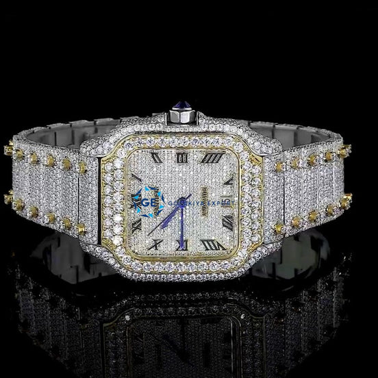 Dual Tone Moissanite Classic Stylish Wrist Watch