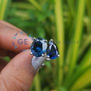 Oval & Pear Cut Blue Stone Lab Diamond Engagement Ring