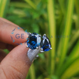 Oval & Pear Cut Blue Stone Lab Diamond Engagement Ring