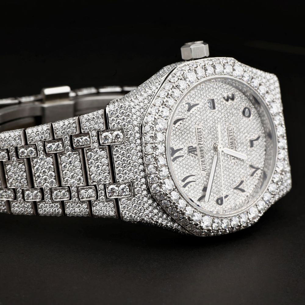 Arabic Numeric Moissanite Automatic Wrist Watch