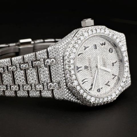 Arabic Numeric Moissanite Automatic Wrist Watch