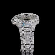 Chrono Back Stick Dial Fully Iced Out Wrist Watch