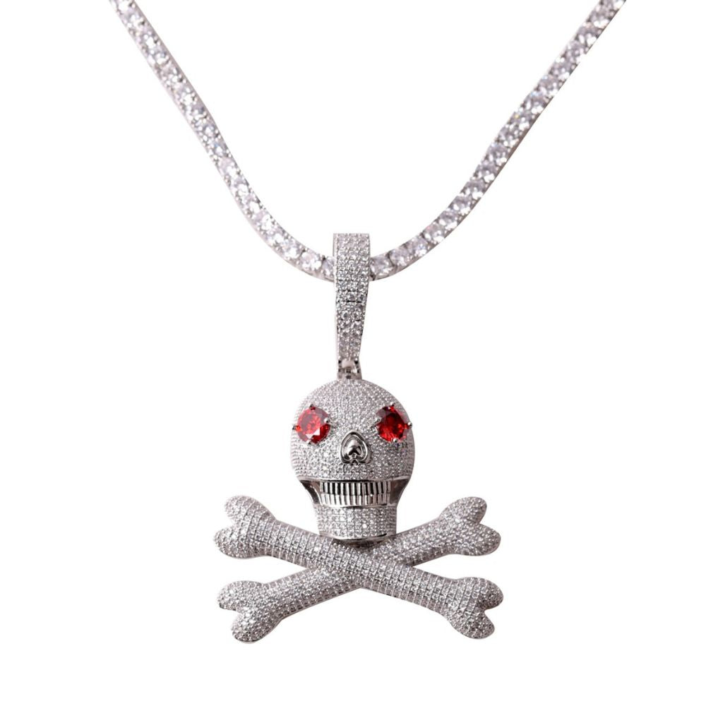 Hip Hop Skull and Bones Moissanite Diamond Pendant
