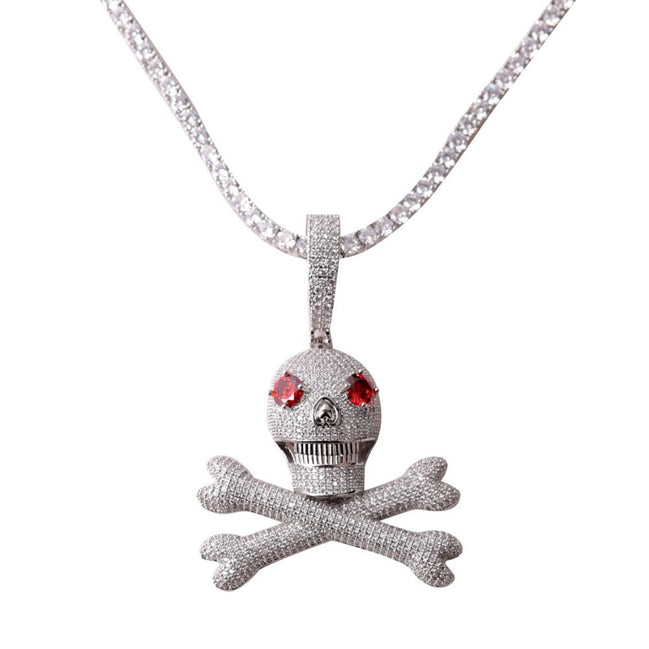 Hip Hop Skull and Bones Moissanite Diamond Pendant
