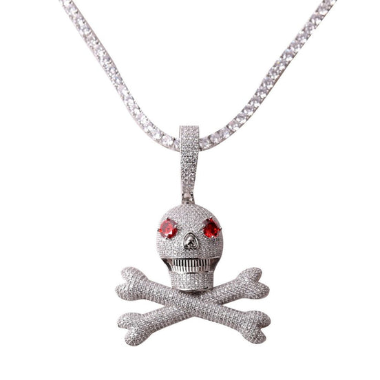 Hip Hop Skull and Bones Moissanite Diamond Pendant