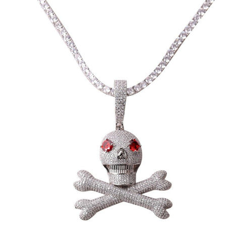 Hip Hop Skull and Bones Moissanite Diamond Pendant