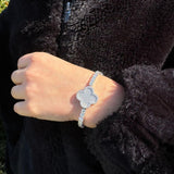 925 Sterling Silver Clover Tennis Bracelet