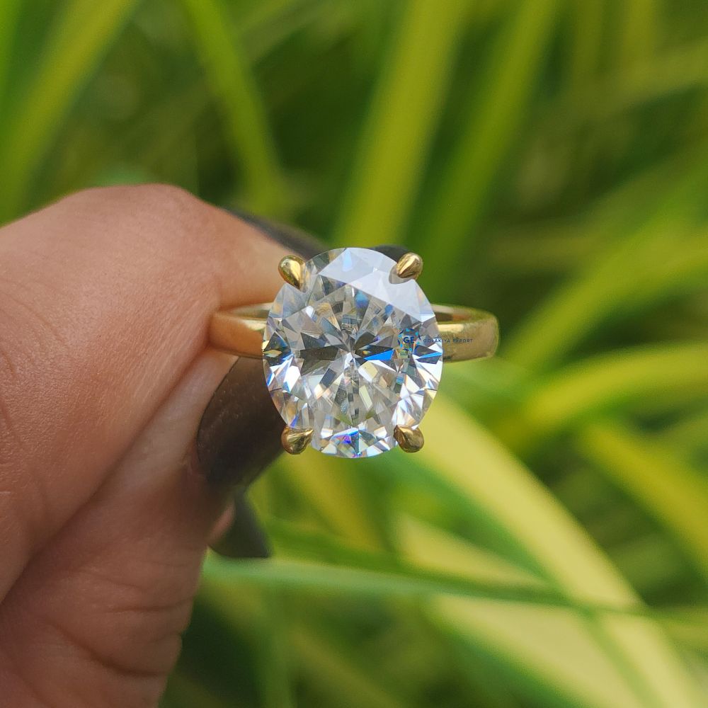 Lab Grown 6 Carat Oval Cut Hidden Halo Engagement Ring