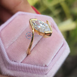Half Bezel Set Marquise Cut Solitaire Lab Grown Diamond Ring