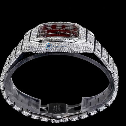 Maroon Roman Dial Automatic Moissanite Wrist Watch