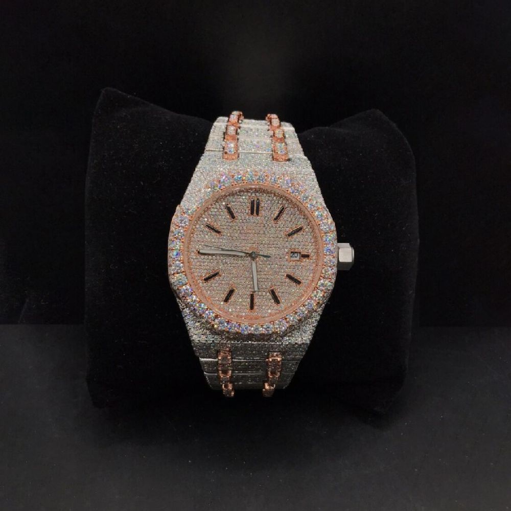 Dual Tone Luxury Moissanite Automatic Watch