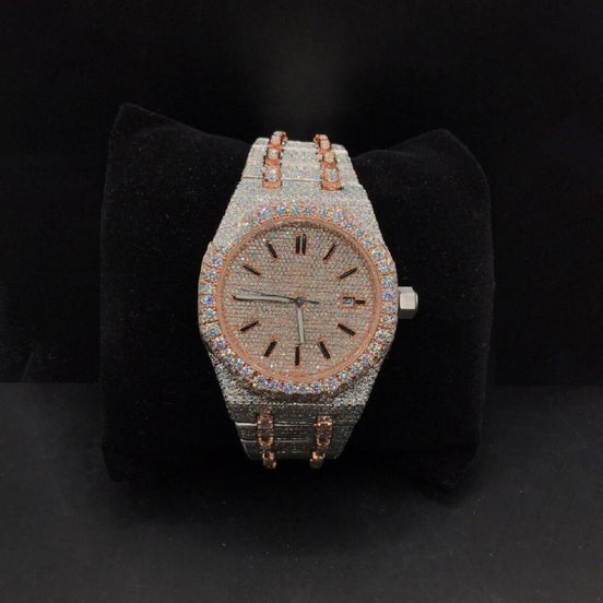 Dual Tone Luxury Moissanite Automatic Watch