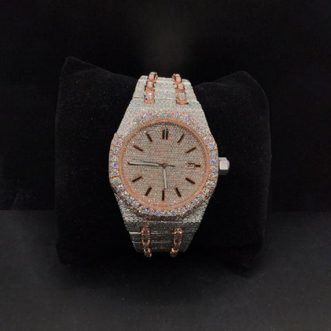 Dual Tone Luxury Moissanite Automatic Watch