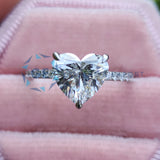 Pave Set Heart Cut Lab Grown Diamond Wedding Ring