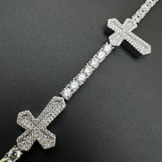Moissanite Cross Iced Out Tennis Bracelet