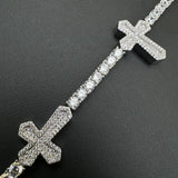 Moissanite Cross Iced Out Tennis Bracelet