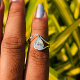Unique Style Pear Cut Solitaire Wedding Ring Set Lab Grown Diamond Ring Set