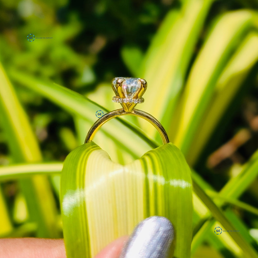 Oval Cut Lab Grown Diamond Hidden Halo Wedding Ring