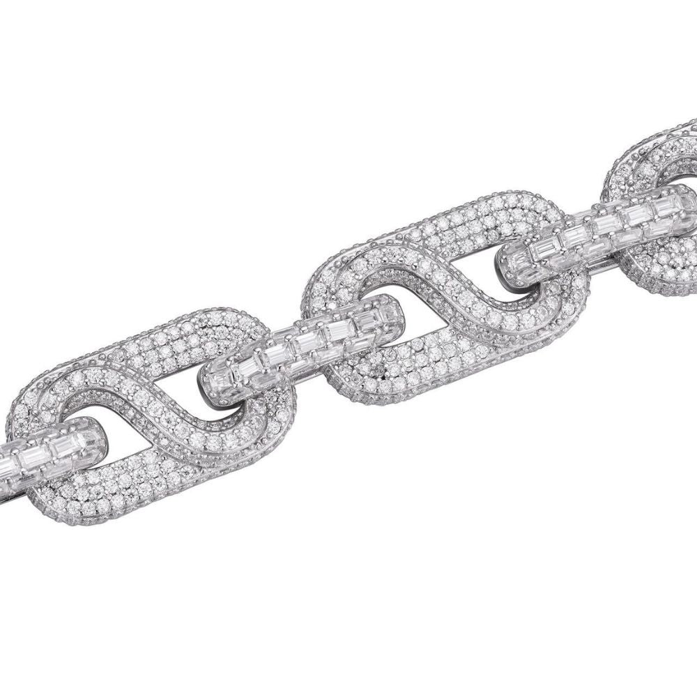 925 Sterling Silver Moissanite Diamond Link Bracelet