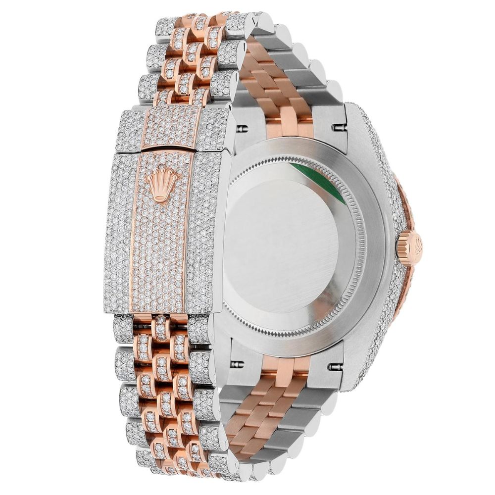 Dual Tone Brown Dial Datejust Iced Out Moissanite Watch