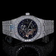 Moissanite Automatic Skeleton Bust Down Full White Luxury Watch