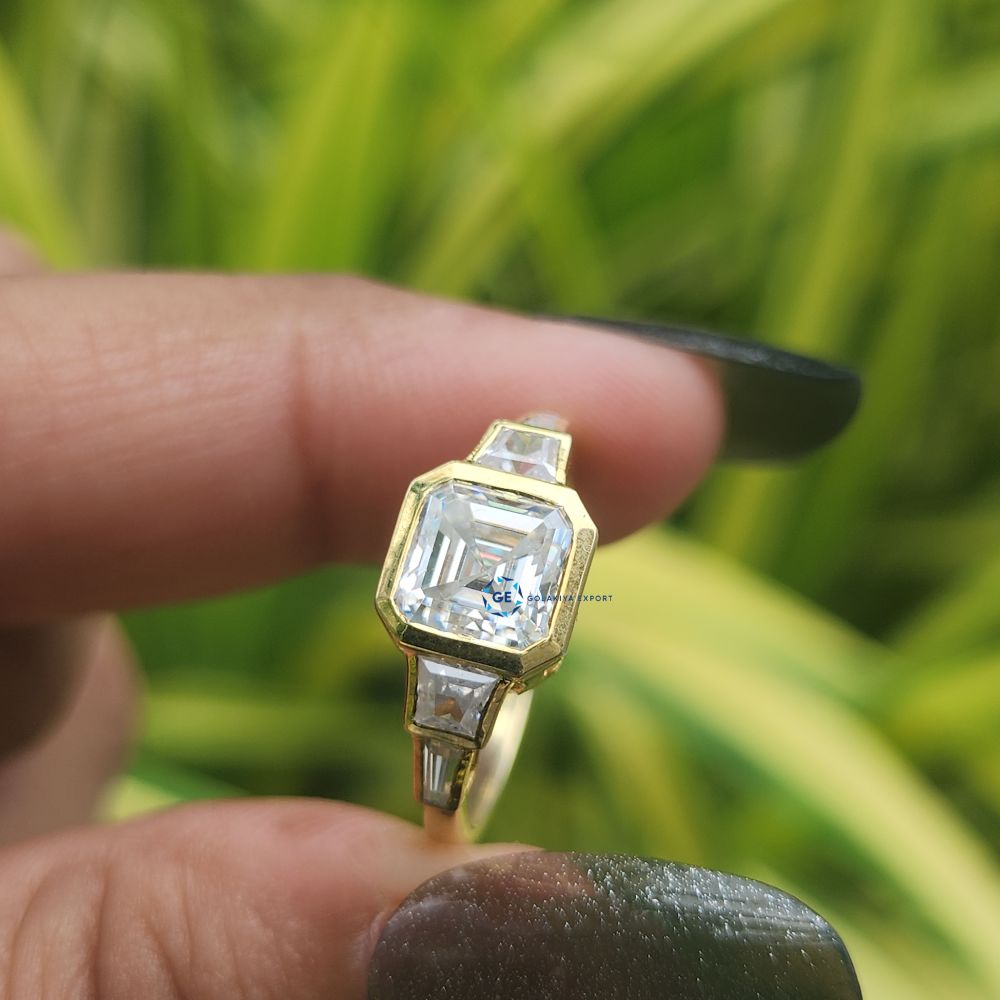 Asscher Cut Lab Grown Five Stone Ring For Women