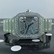 Skeleton Full White Moissanite Watch for Men's
