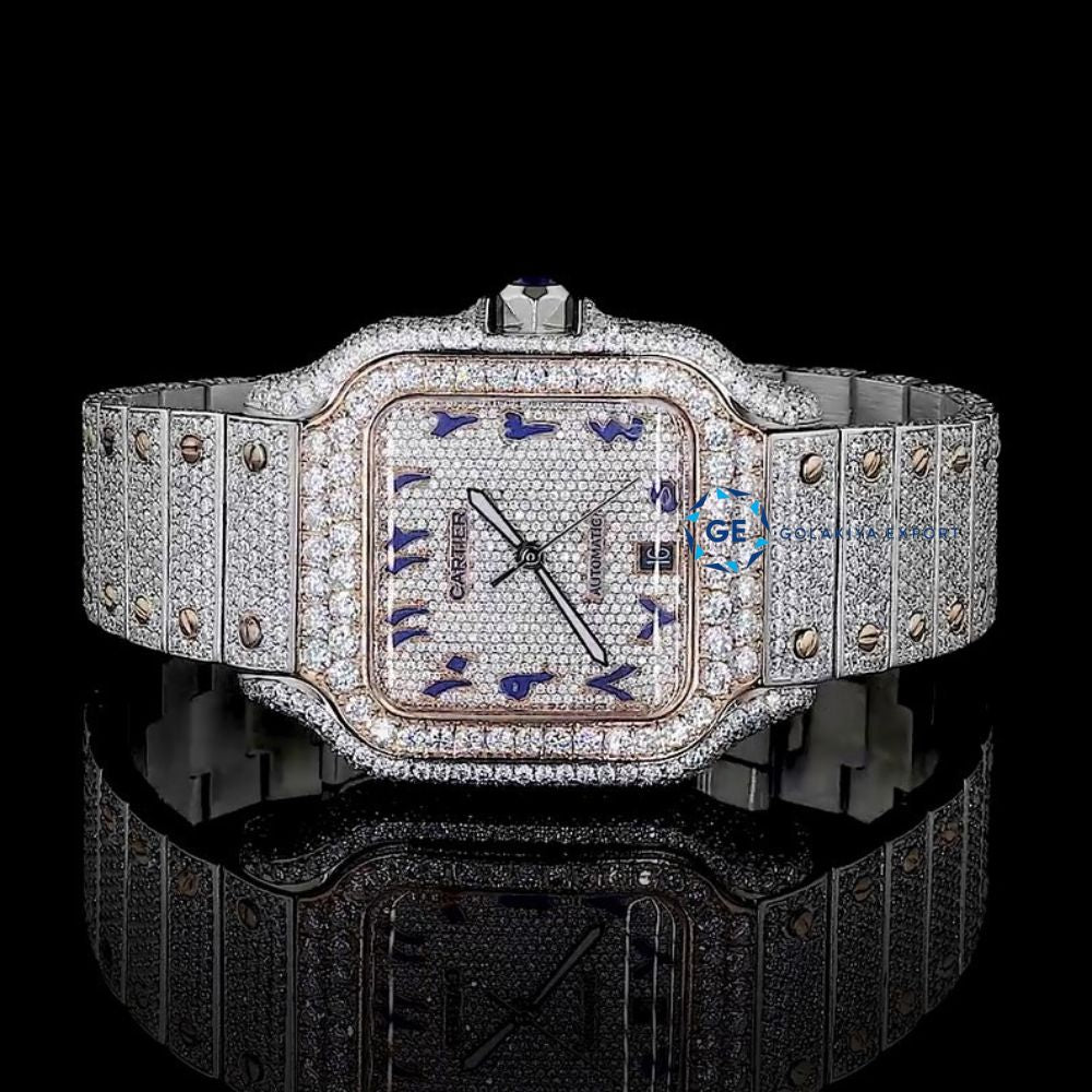 Aesthetic Stainless Steel Moissanite Dual Tone Watch
