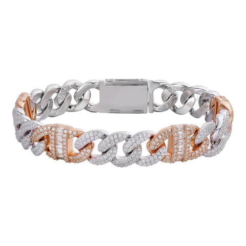 Dual Tone Moissanite Diamond Unisex Hip Hop Bracelet