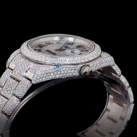 Full Iced Out Moissanite Date Just Stylish Wrist Watch For Men's