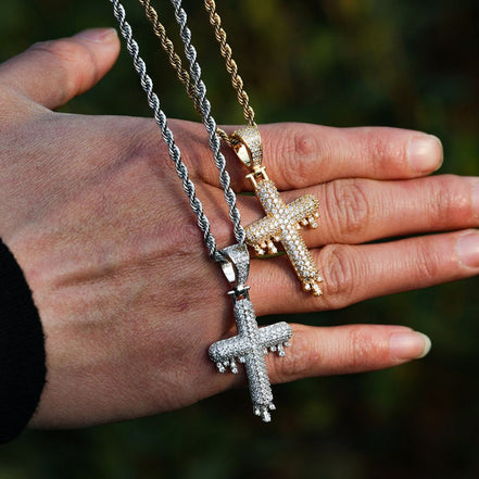 Hip Hop Drippy Cross Moissanite Diamond Pendants