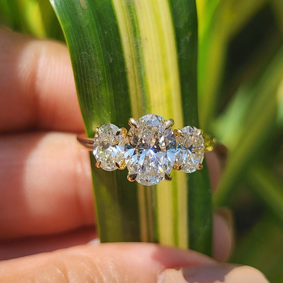 Oval Cut Three Stone Lab Grown Diamond Ring